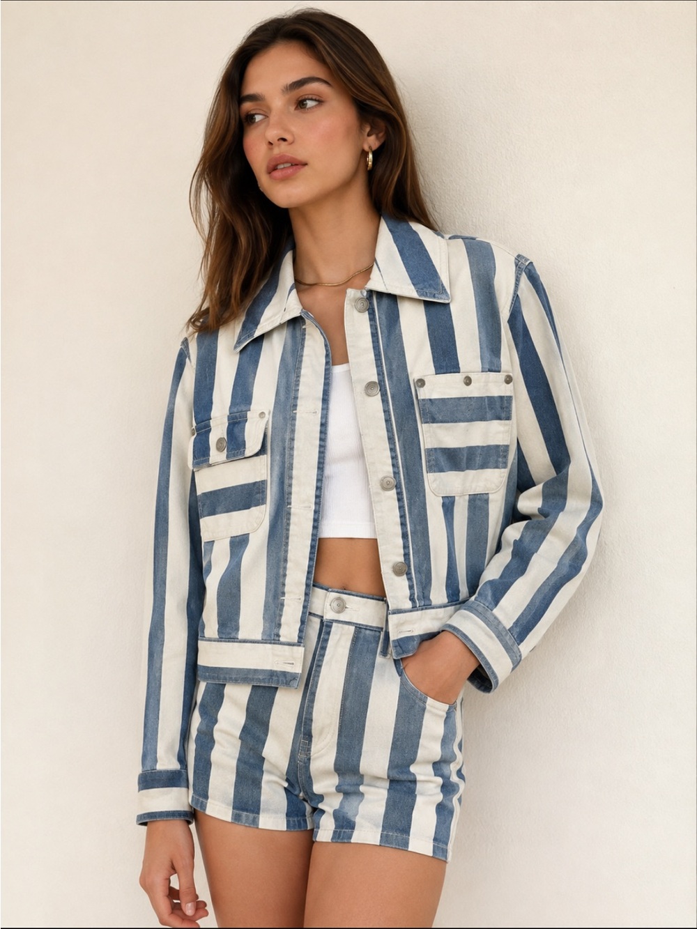 Current Elliott NEW Striped Denim Jacket